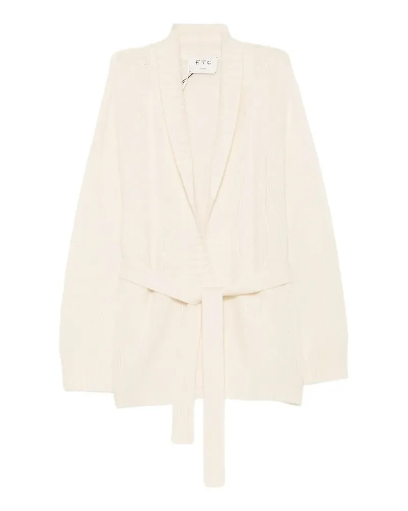 FTC Cashmere belted shawl-collar cardigan - Nude Nude