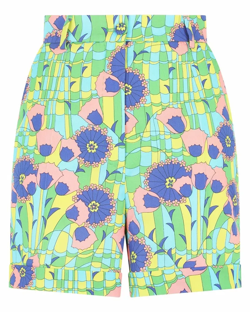 Dolce & Gabbana Taillenshorts mit Blumen-Print - Grün Grün