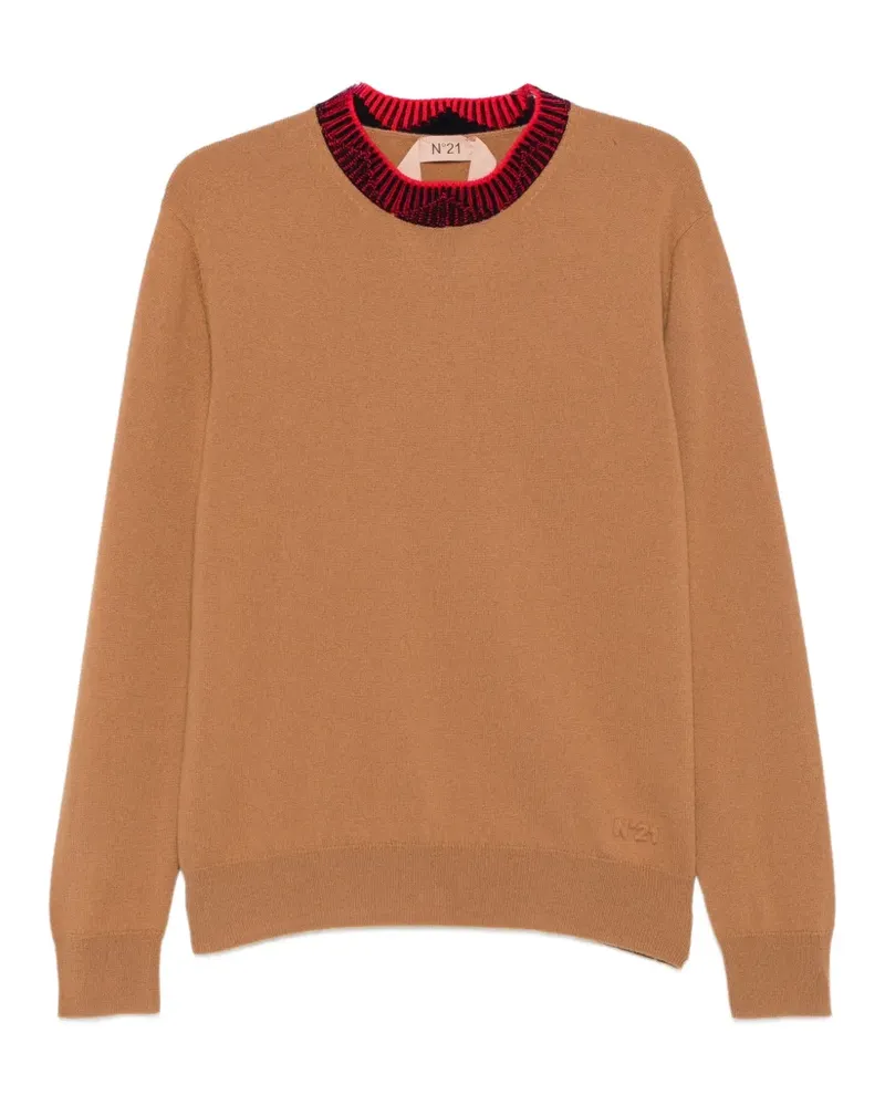 N° 21 contrast-trim sweater - Nude Nude