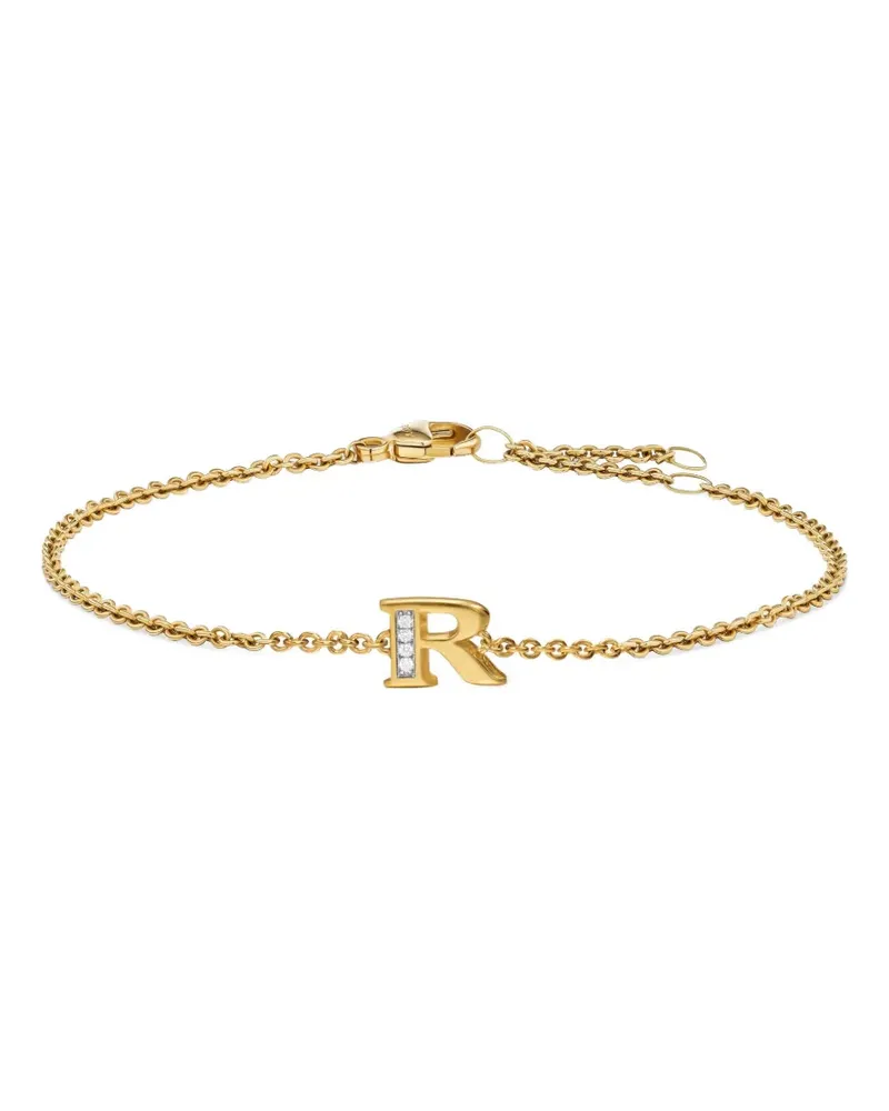 David Yurman 18kt Petite Pavé Initial Gelbgoldarmband mit Diamant Gold