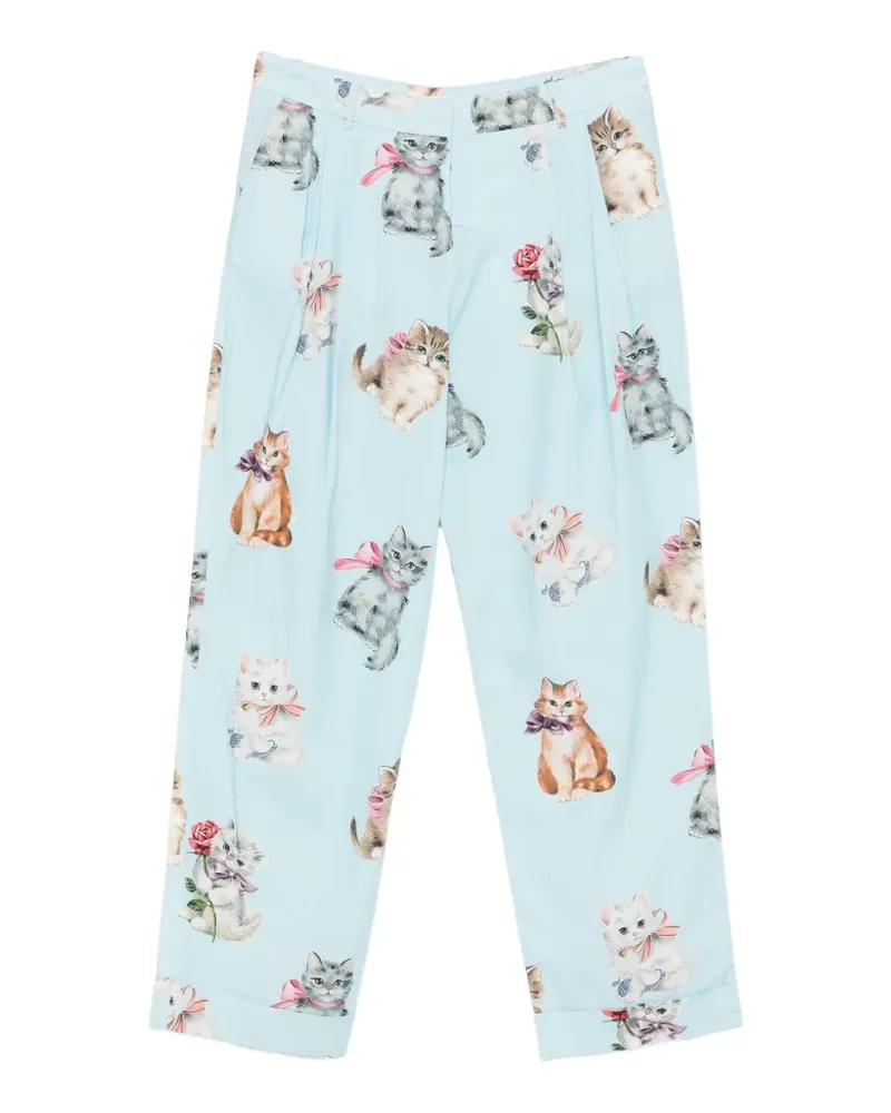 Vivetta Hose mit Kätzchen-Print - Blau Blau