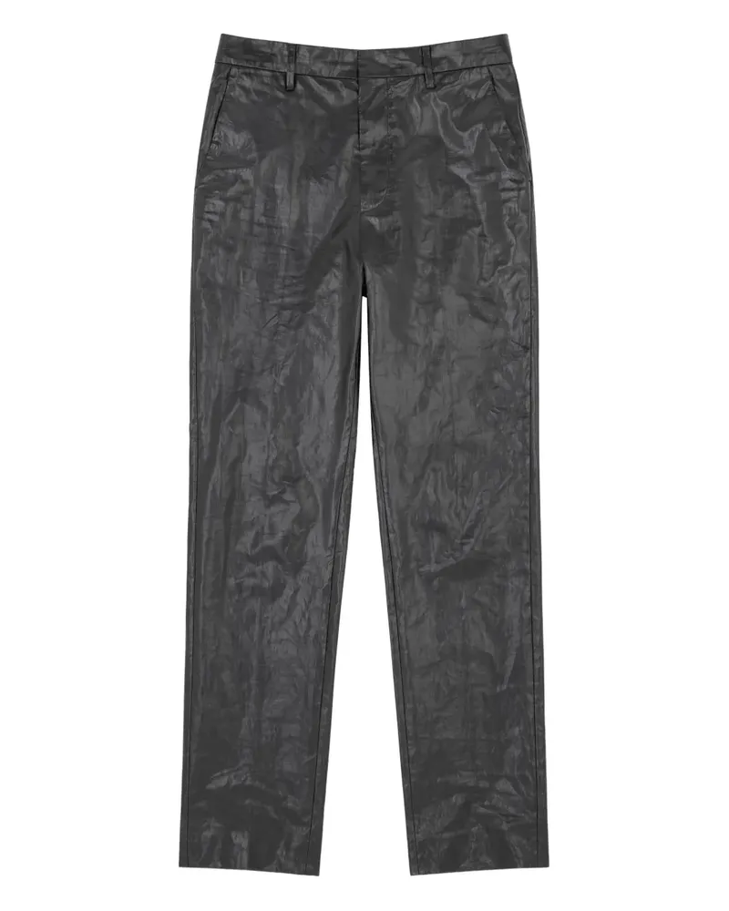 Maison Margiela Leinenhose mit Knitteroptik - Schwarz Schwarz