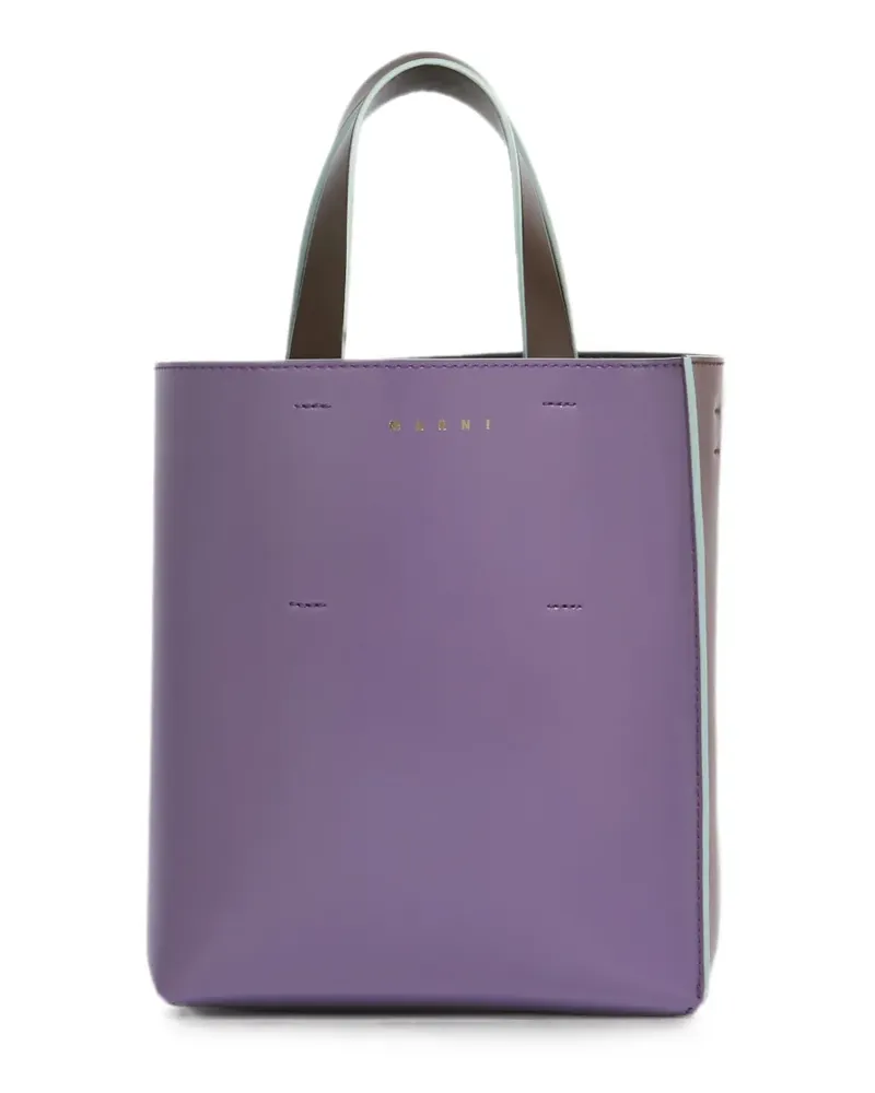Marni Museo-Mini-Tasche aus violettem und dunkelbraunem Leder Violett