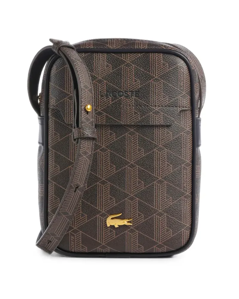 Lacoste monogram-print messenger bag - Braun Braun