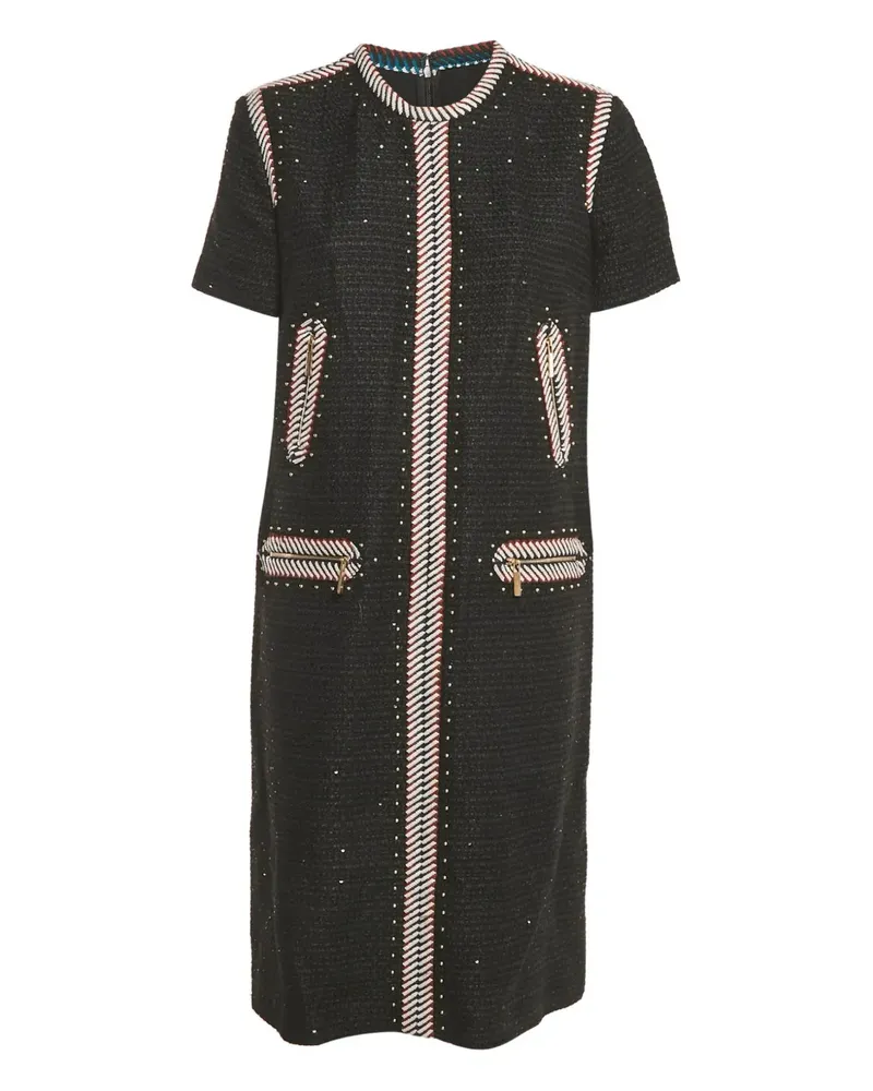 Elie Saab Midikleid aus Tweed - Schwarz Schwarz