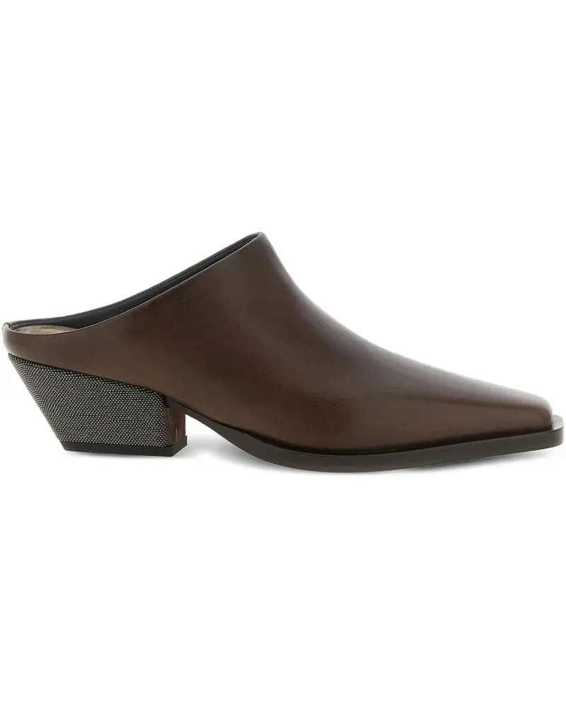 Brunello Cucinelli Mules mit eckiger Kappe - Braun Braun