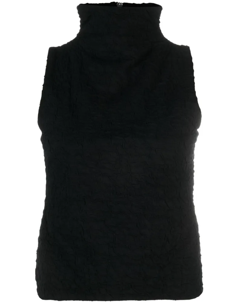 THOM KROM Seidentop mit Knitteroptik - Schwarz Schwarz