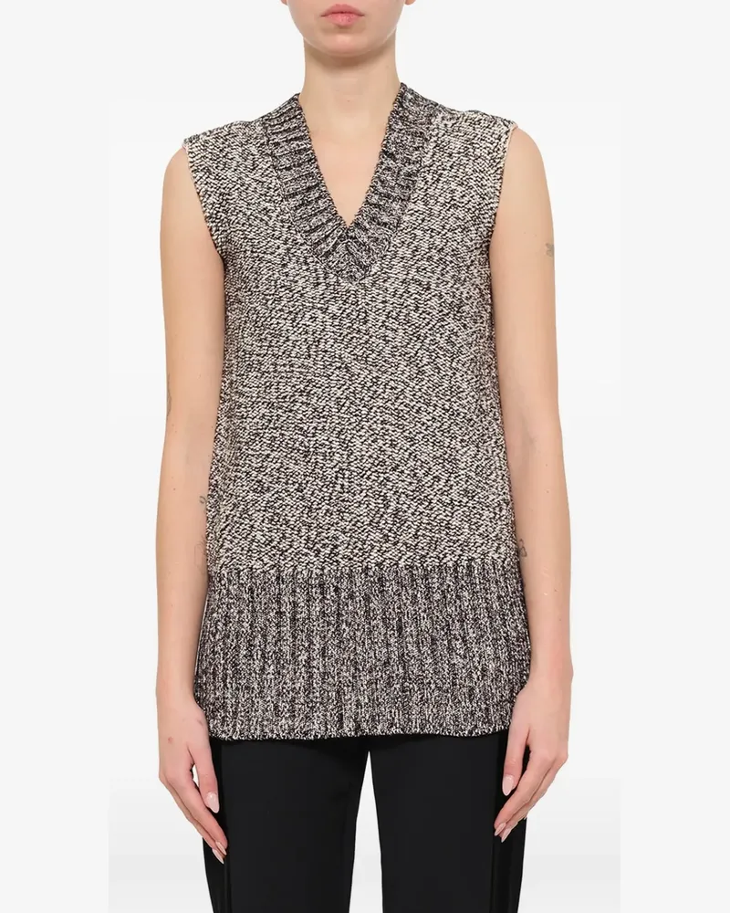 Lanvin marl-knit V-neck top - Nude Nude