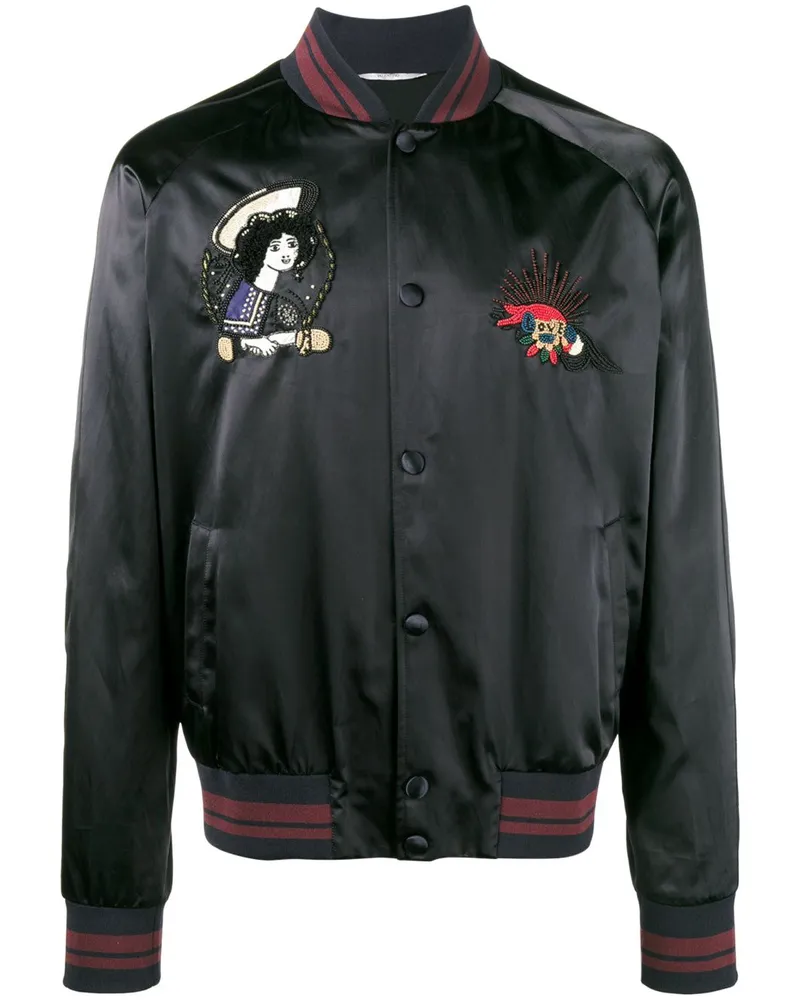 Valentino Garavani Bomberjacke mit Motiv-Stickerei - Schwarz Schwarz