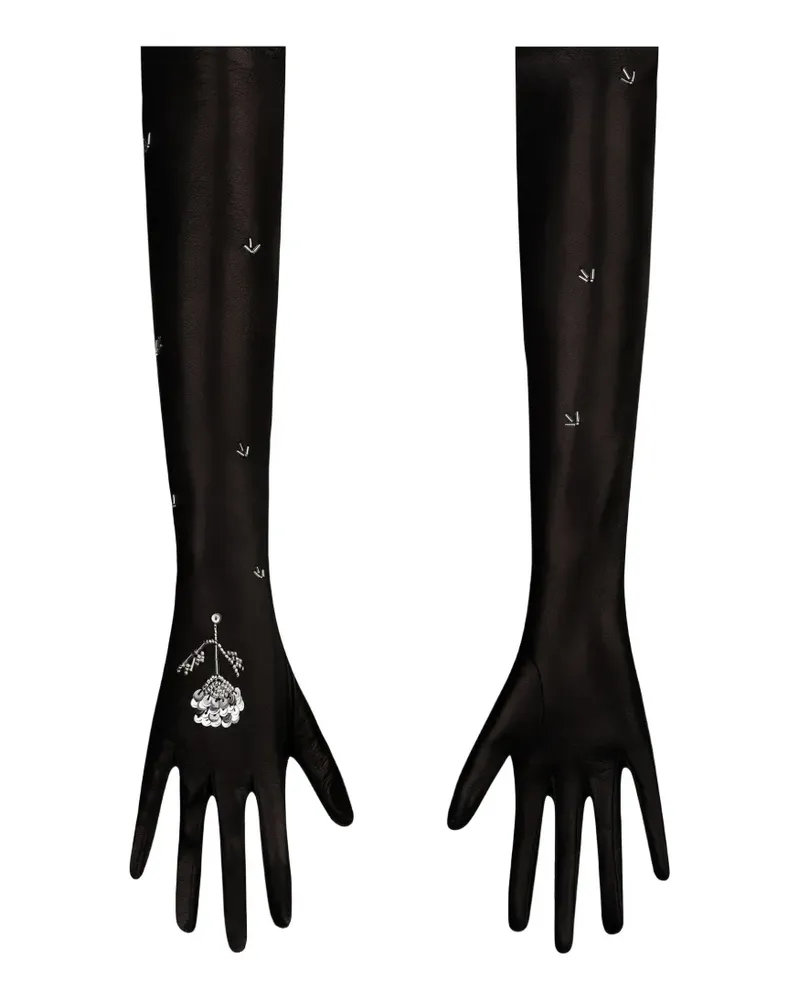 Anna October Tona sequin-embellished opera-length gloves - Schwarz Schwarz