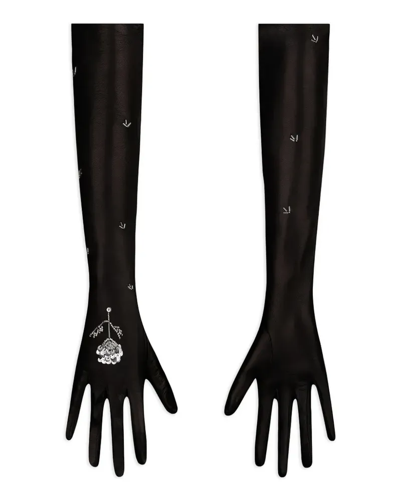 Anna October Tona sequin-embellished opera-length gloves - Schwarz Schwarz