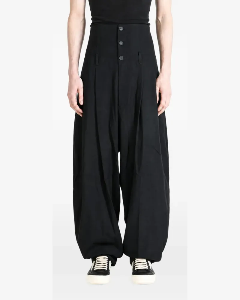 Yohji Yamamoto Tapered-Hose mit hohem Bund - Schwarz Schwarz