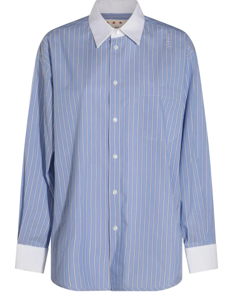 Marni Gestreiftes Hemd aus Popeline - Blau Blau