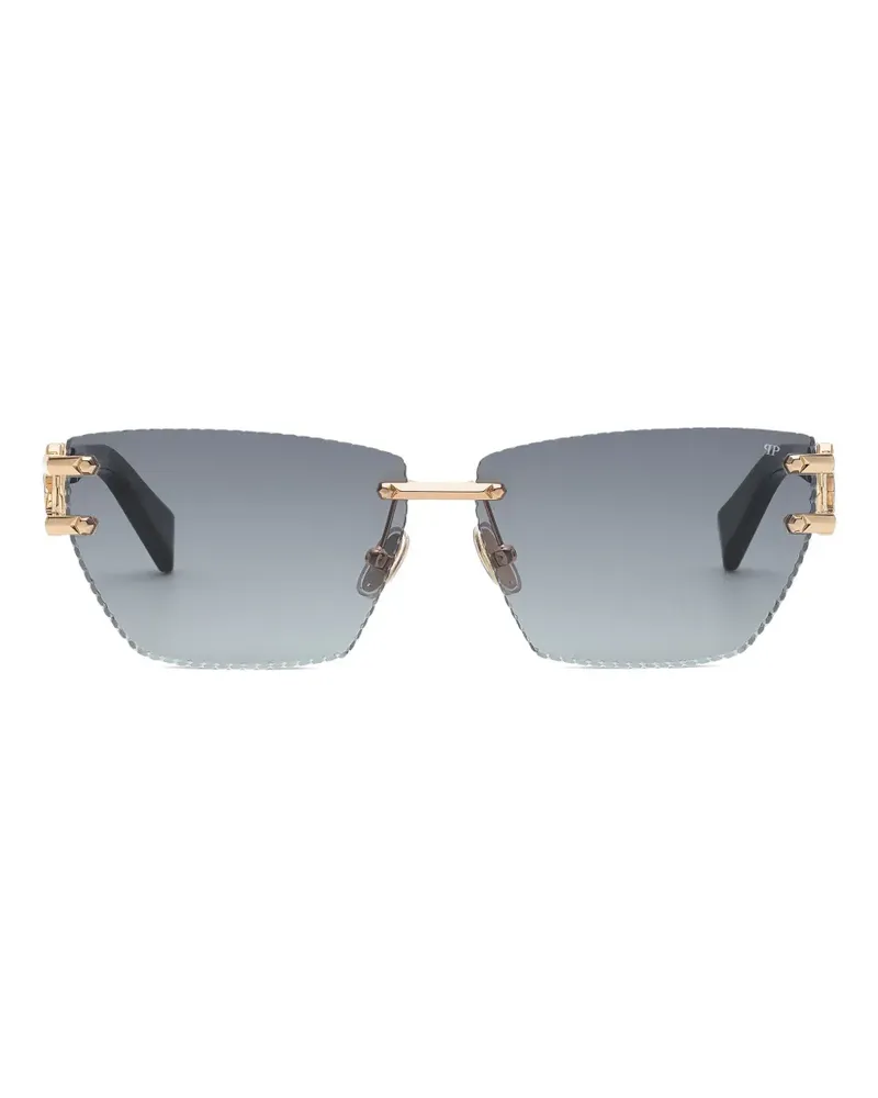 Philipp Plein Geometrische Sonnenbrille - Schwarz Schwarz