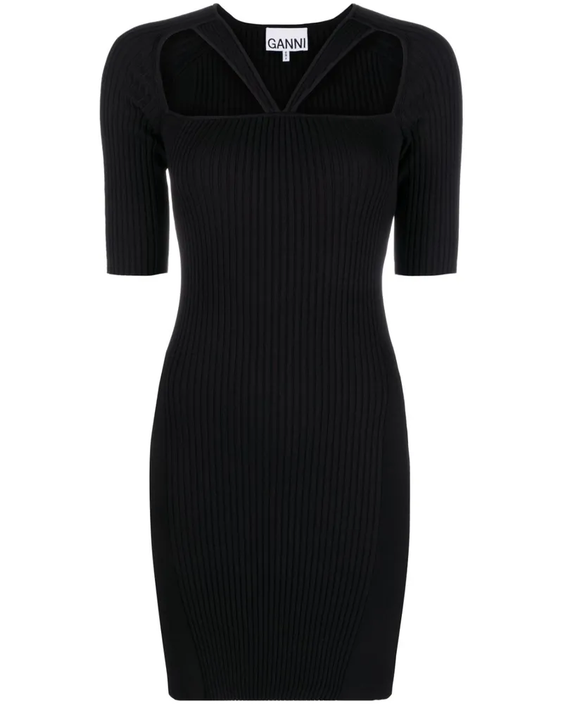 Ganni Kleid mit Cut-Outs - Schwarz Schwarz