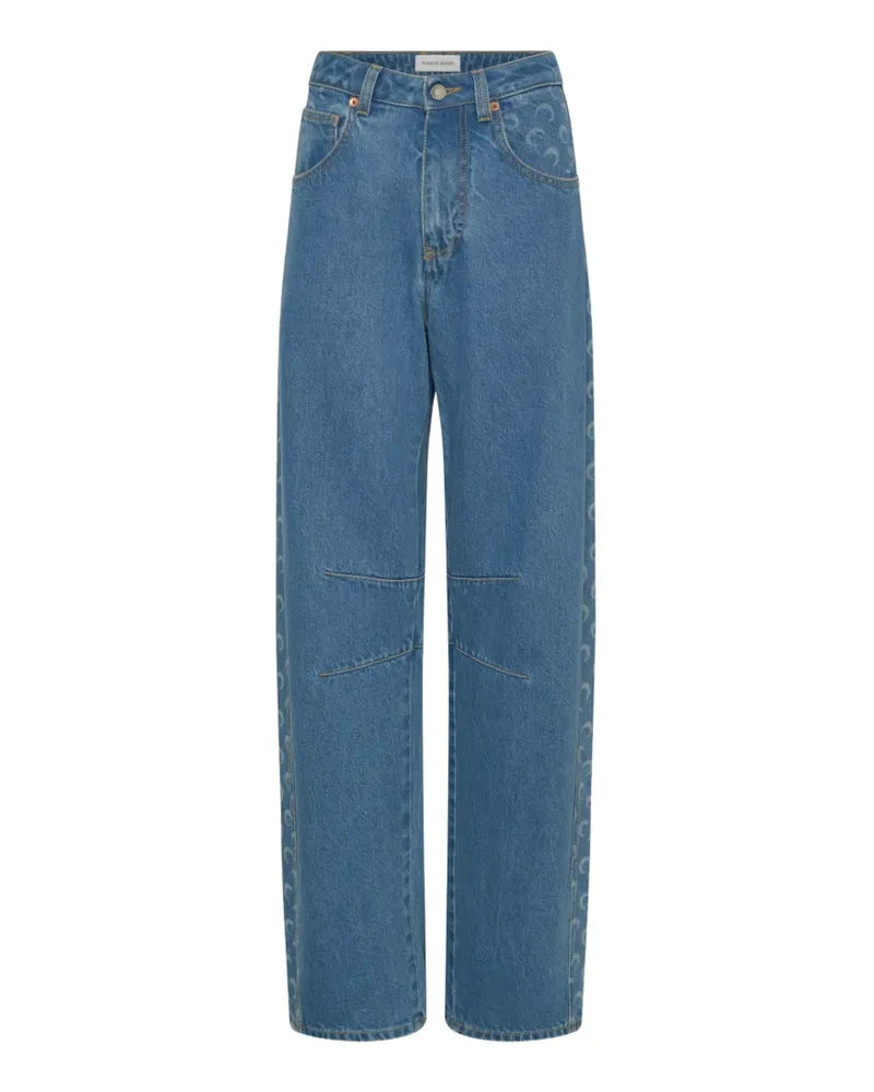 Marine Serre Moon-print barrel jeans - Blau Blau