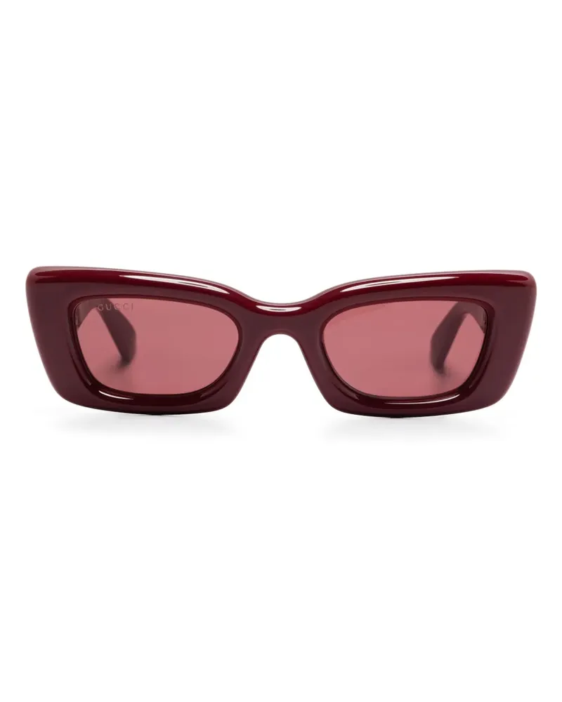 Gucci Sonnenbrille mit eckigem Gestell - Rot Rot