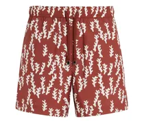 Badeshorts mit Print - Rot