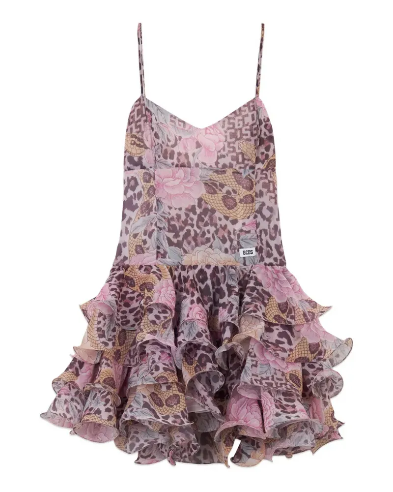 GCDS Minikleid mit Animal-Print - Rosa Rosa