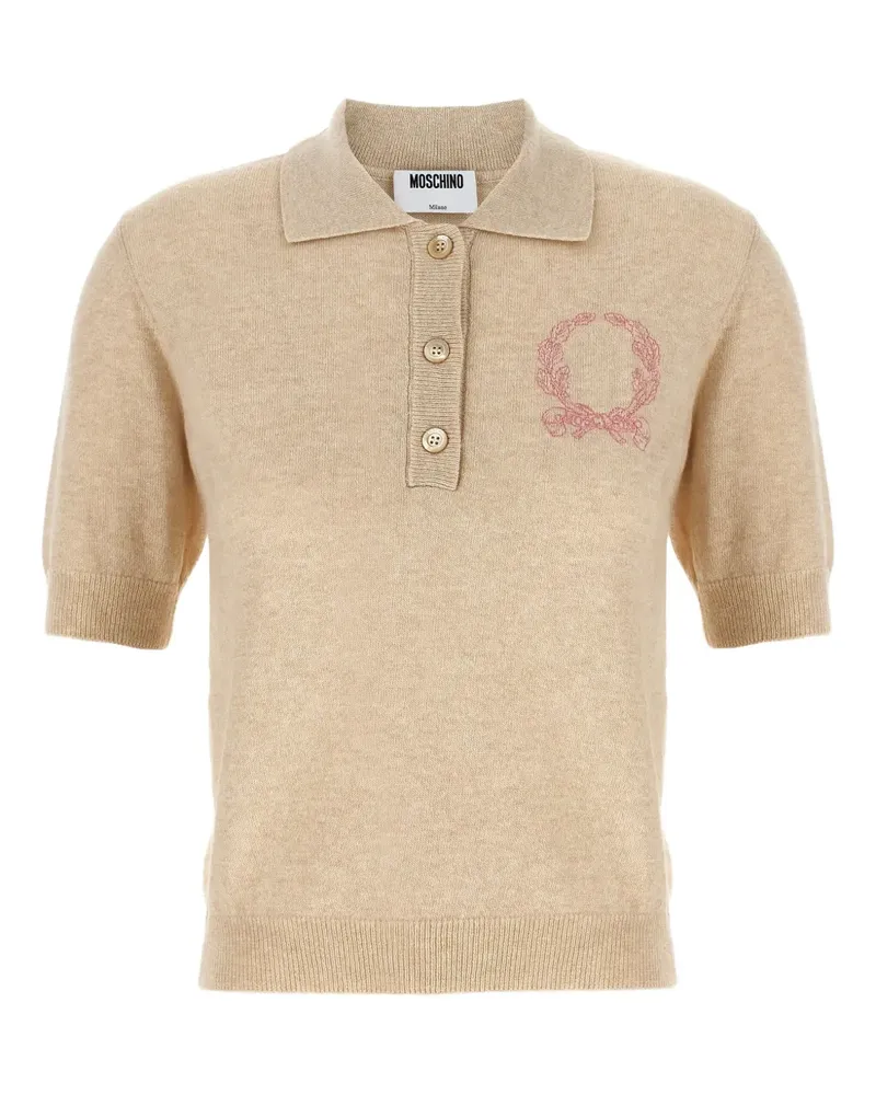 Moschino Besticktes Poloshirt - Nude Nude