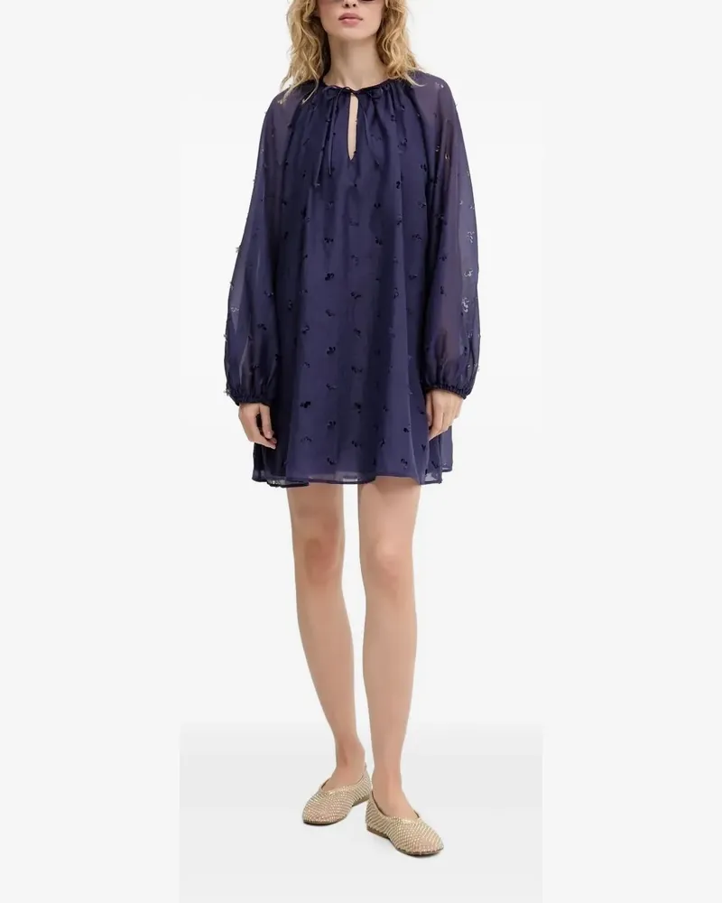 Stine Goya Gesmoktes Minikleid mit Blumen-Cut-Out - Violett Violett