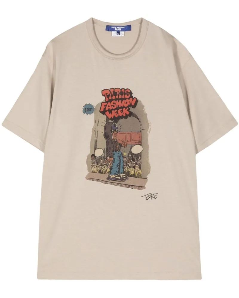 Junya Watanabe T-Shirt mit grafischem Print Nude