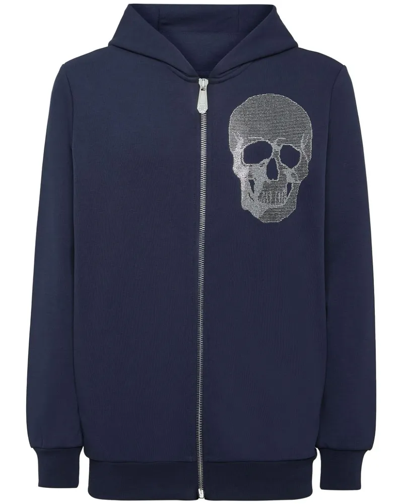 Philipp Plein Kapuzenjacke mit Totenkopf-Verzierung - Blau Blau