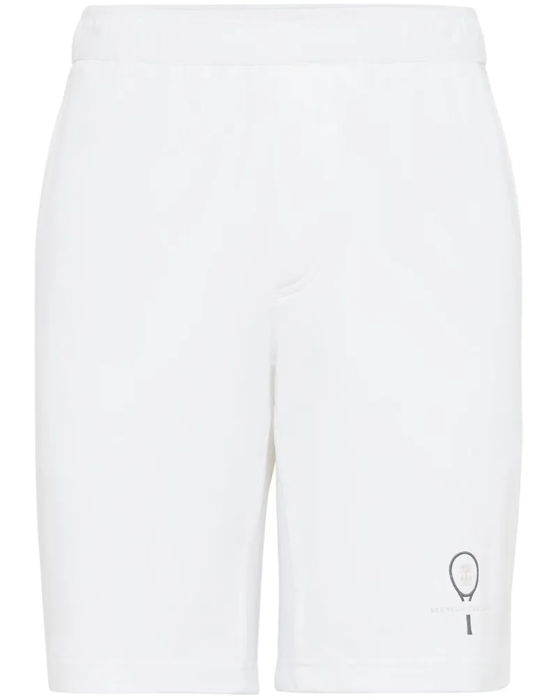 Brunello Cucinelli Shorts mit Logo-Stickerei - Weiß Weiß
