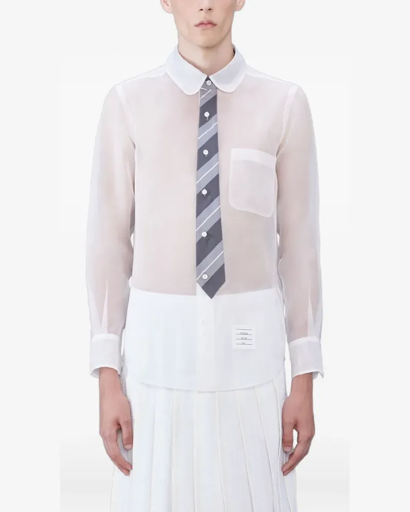 Thom Browne Semi-transparentes Hemd mit Rundkragen - Weiß Weiß