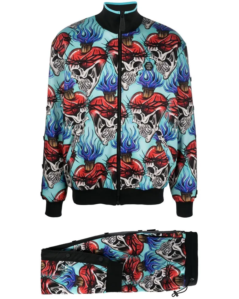 Philipp Plein Jogginganzug mit grafischem Print - Blau Blau