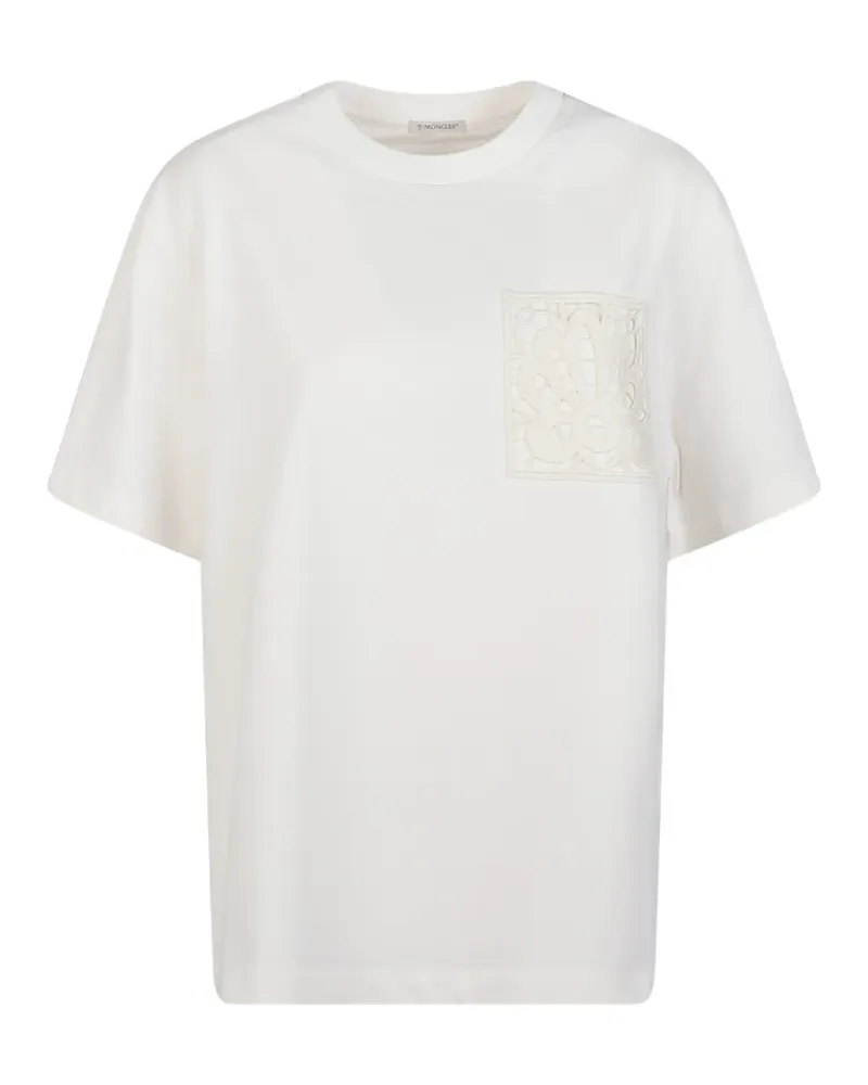 Moncler lace-detail patch-pocket T-shirt - Nude Nude