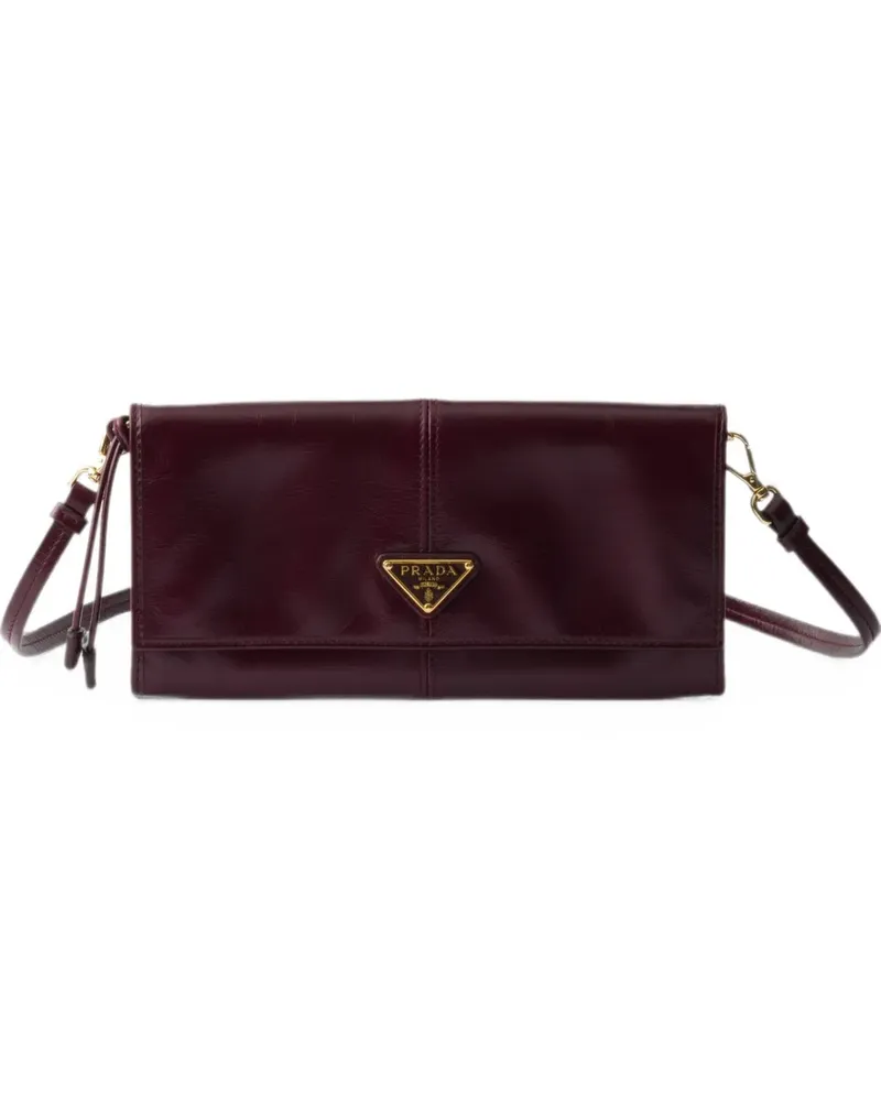 Prada leather wallet with shoulder strap - Rot Rot