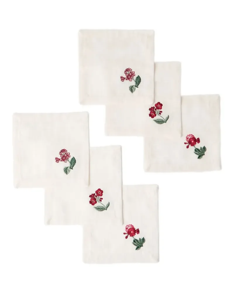 CABANA Cocktailservietten mit Floral Medley-Stickerei (6er-Set) - Weiß Weiß