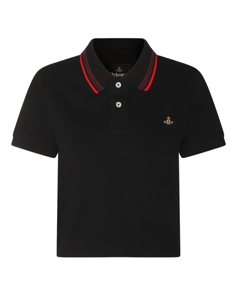 Vivienne Westwood striped-collar logo polo top - Schwarz Schwarz