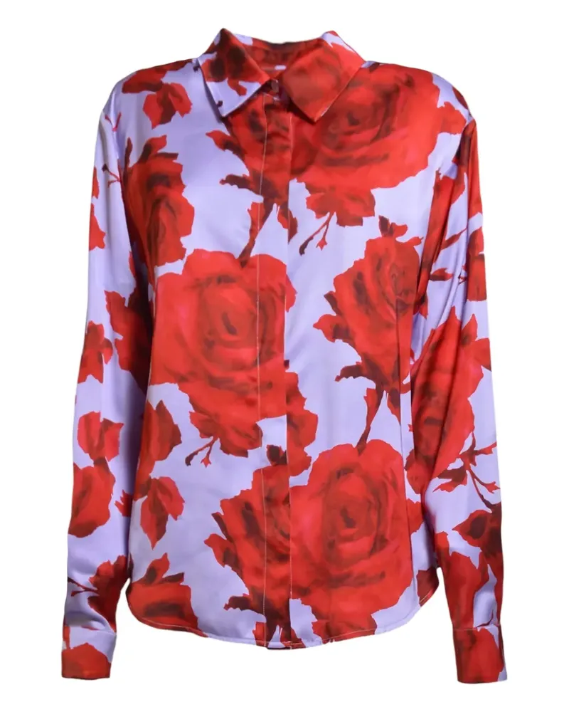 MSGM Hemd mit Blumen-Print - Violett Violett