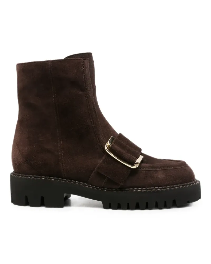 Truman's Shoes buckle-detail suede ankle boots - Braun Braun