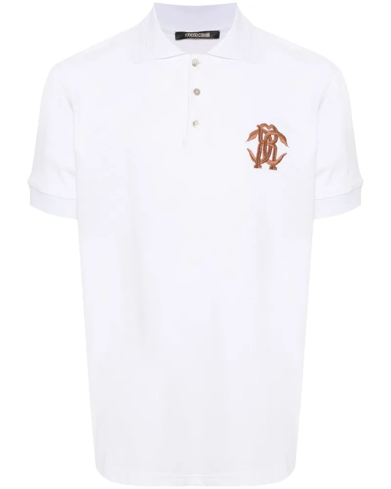 Roberto Cavalli Poloshirt mit Logo-Stickerei Weiß