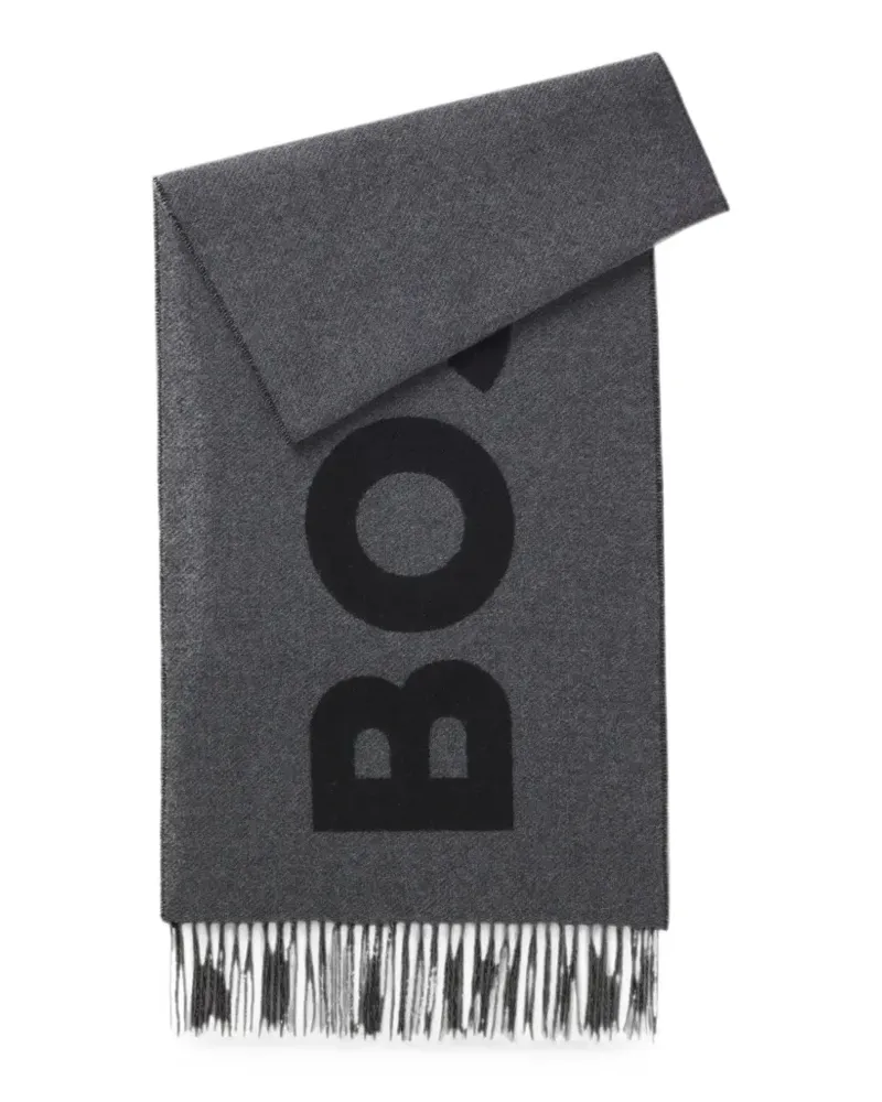 HUGO BOSS In Italien gefertigter Schal aus Woll-Jacquard - Grau Grau