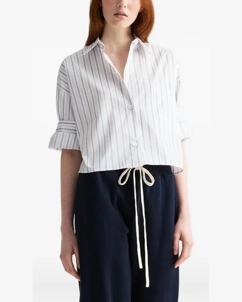 TWP striped-cropped shirt - Weiß Weiß