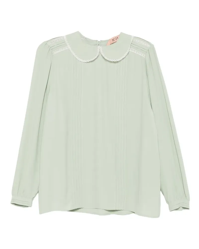 N° 21 Bluse aus Spitze mit Bubikragen - Grün Grün