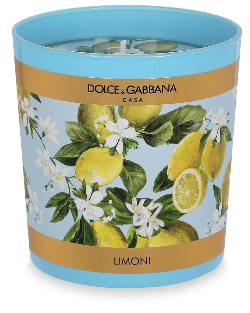 Dolce & Gabbana Duftkerze mit Zitrus-Print 250g - Blau Blau