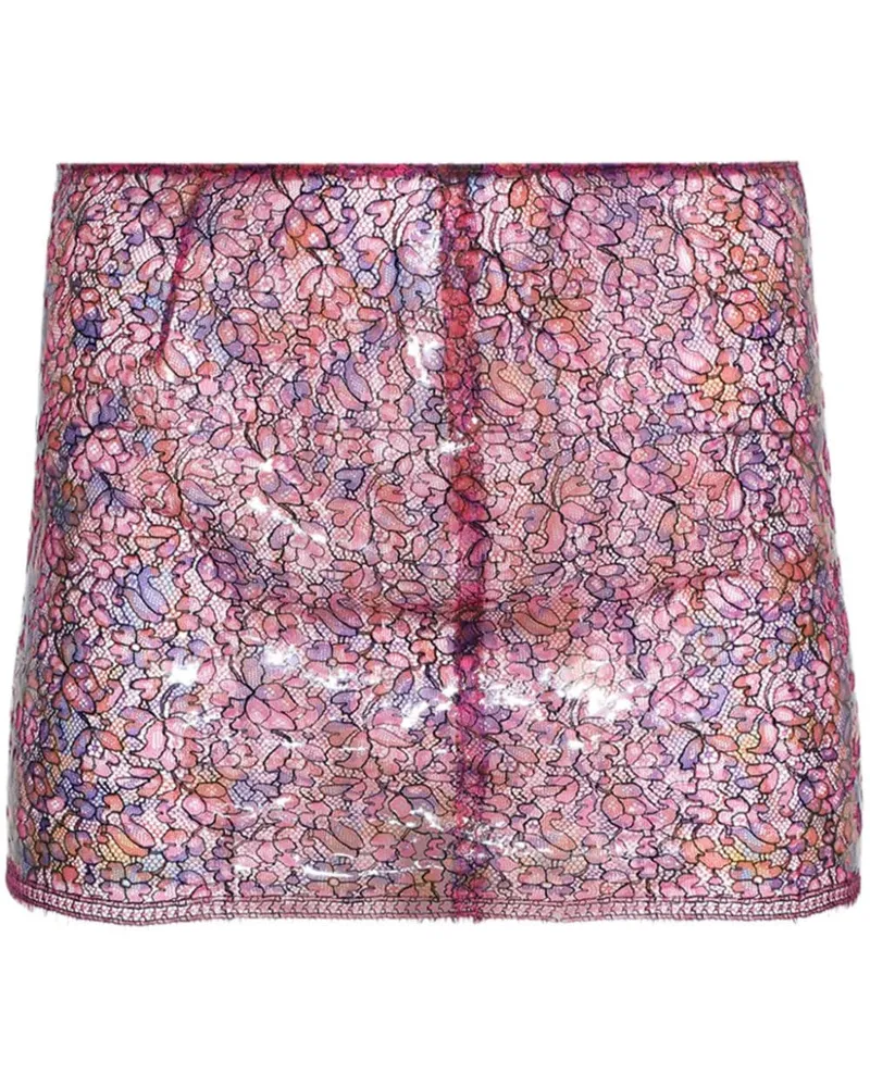 Christopher Esber Handbemalter Minirock aus Spitze - Rosa Rosa