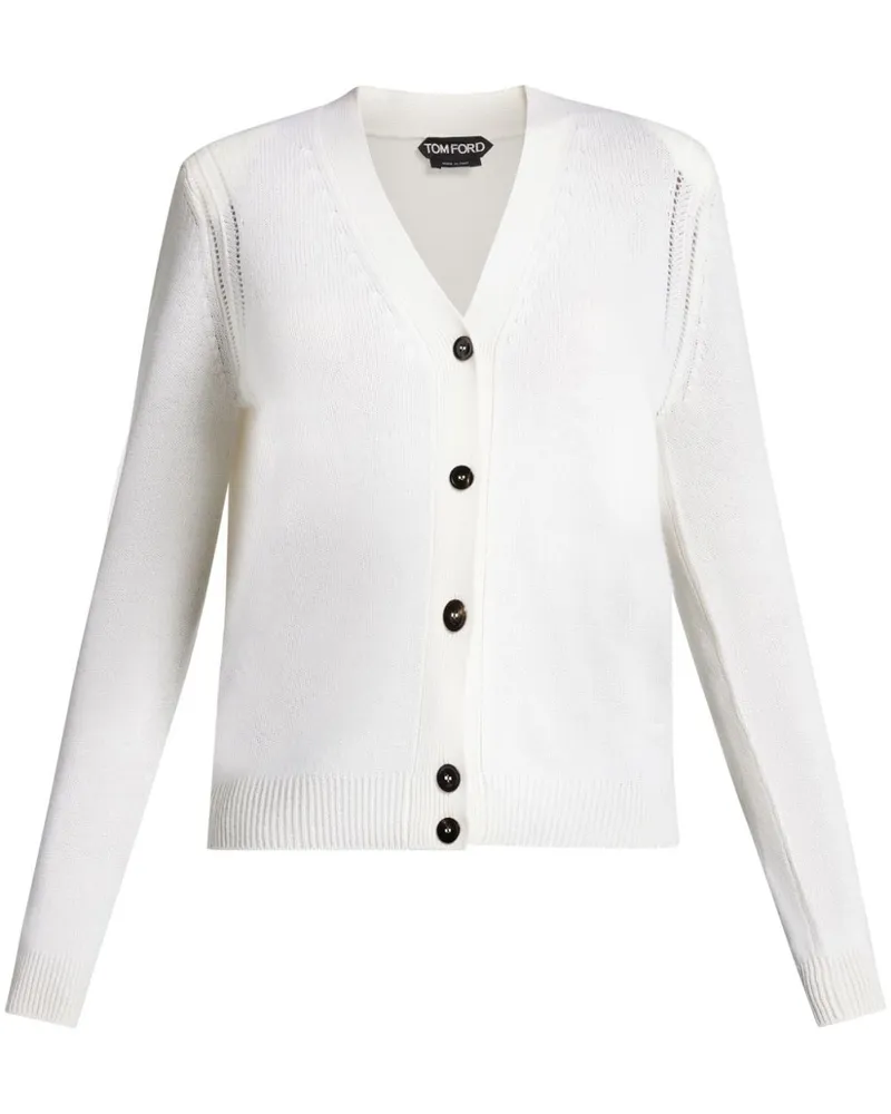 Tom Ford Kaschmircardigan mit V-Ausschnitt - Weiß Weiß