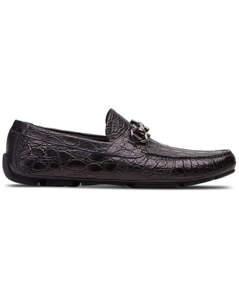 Ferragamo Loafer mit Kroko-Effekt - Schwarz Schwarz