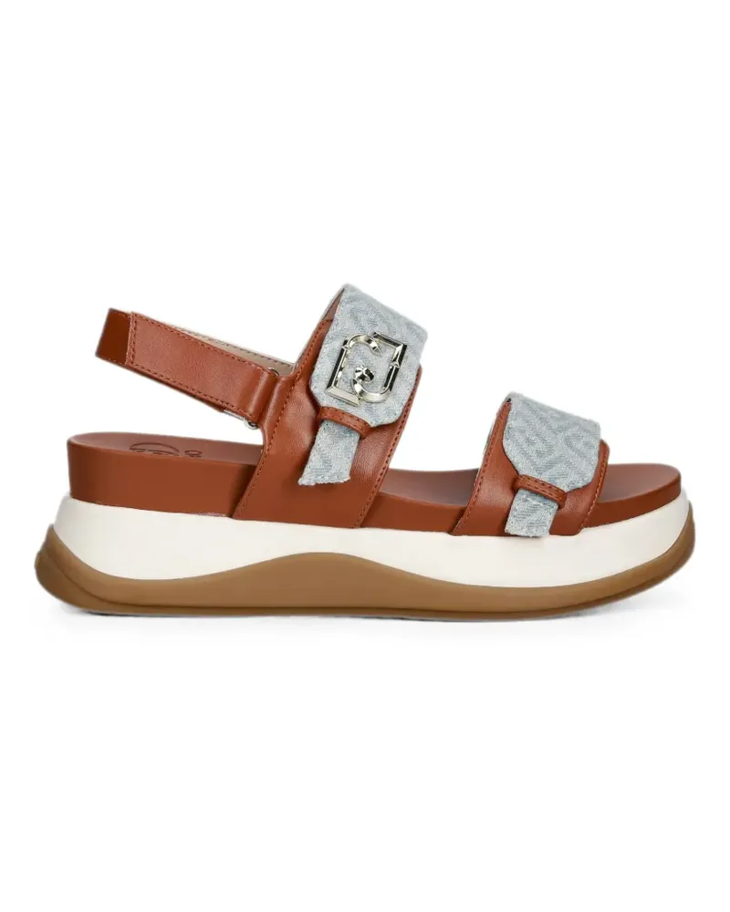 Liu Jo monogram-pattern touch-strap sandals - Braun Braun