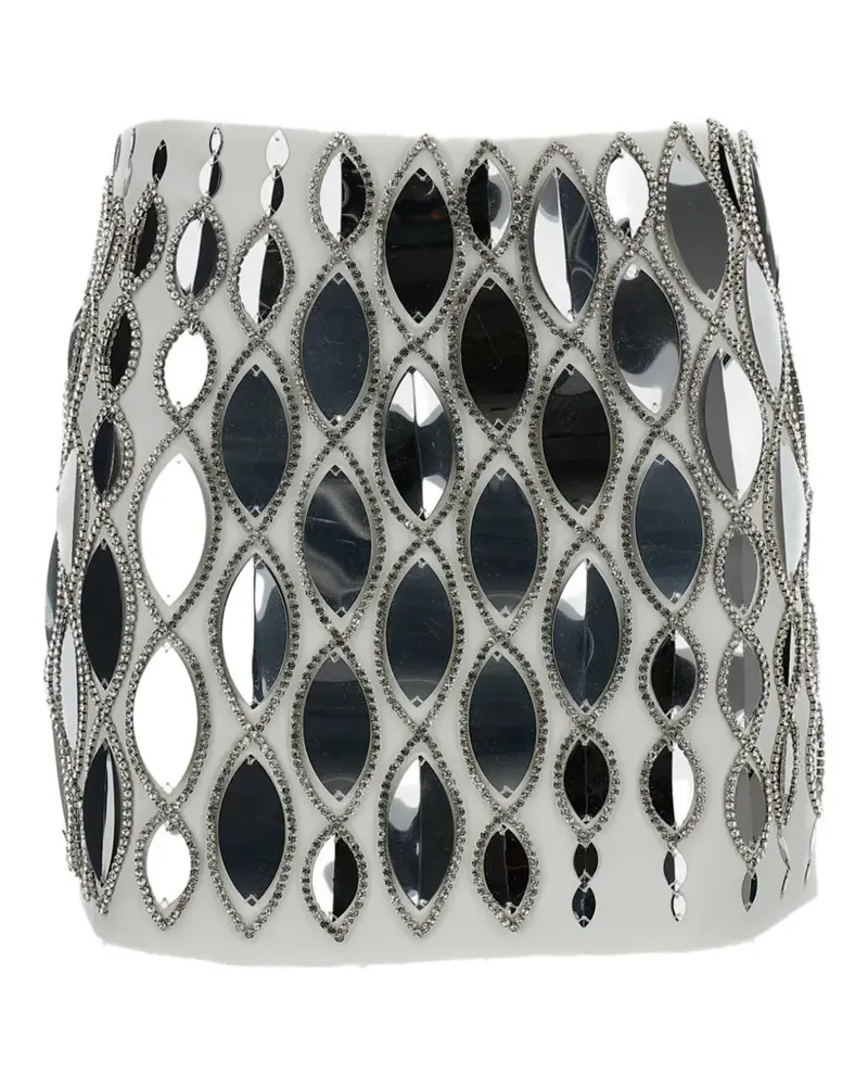 Des Phemmes Minirock mit Kristallen - Weiß Weiß