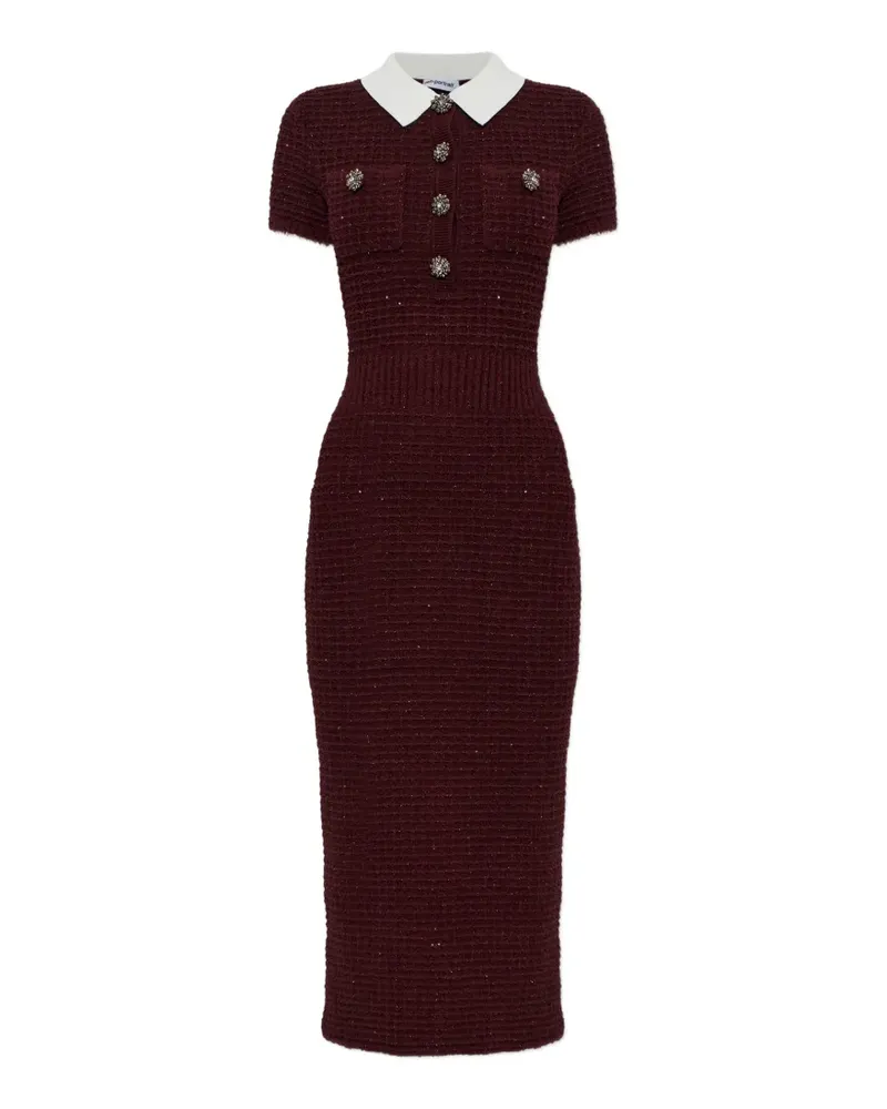 Self-Portrait Bouclé-Midikleid mit Pailletten - Rot Rot