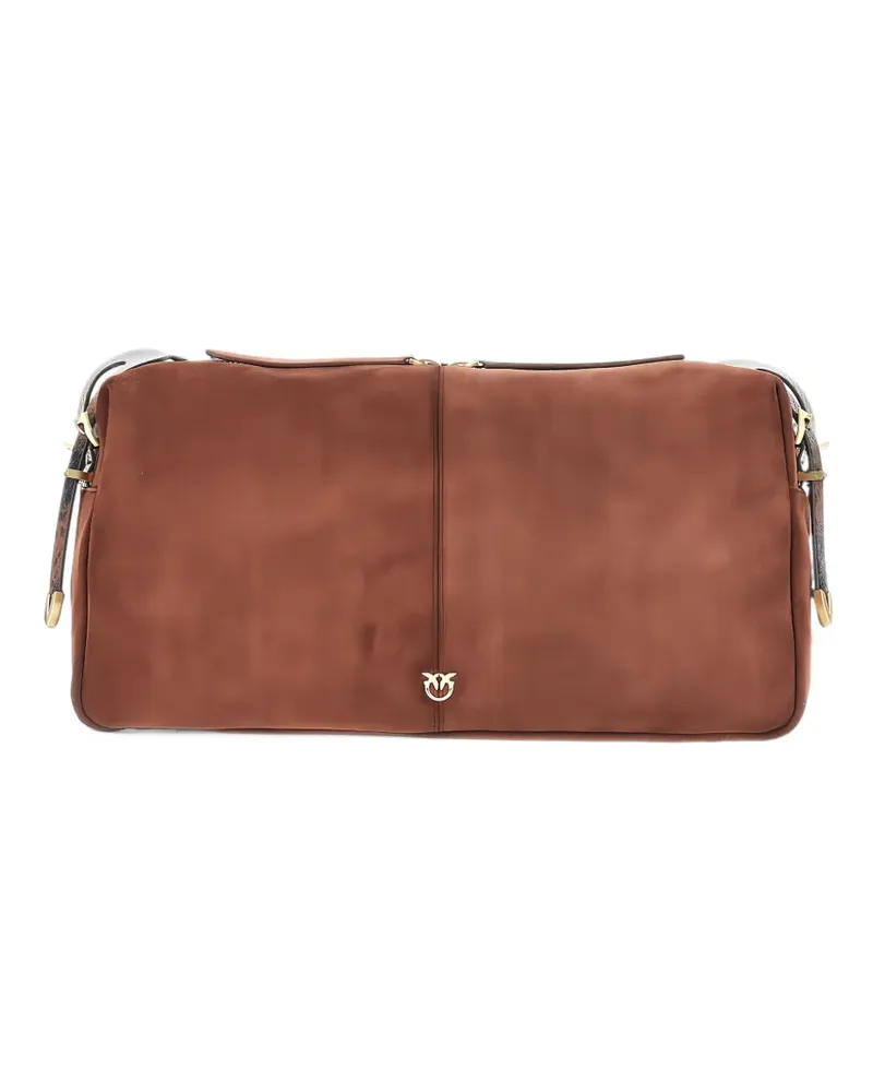 Pinko Keeper bag large shoulder bag in spray-effect suede - Braun Braun
