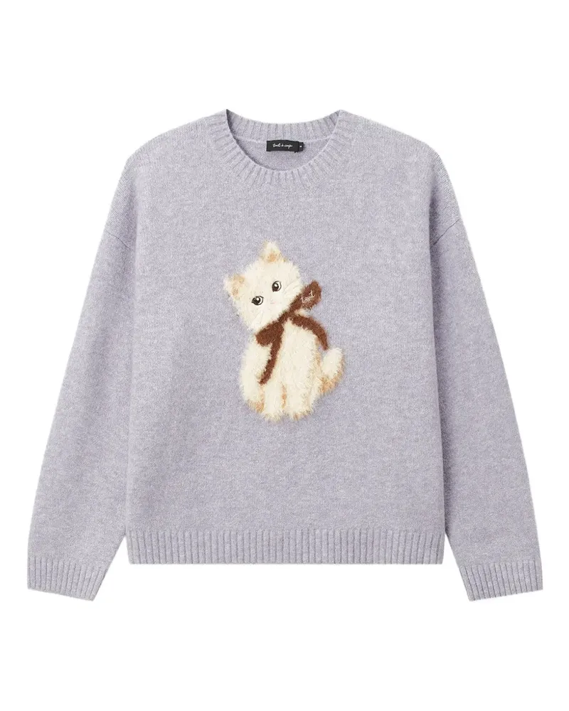 Tout a Coup Pullover mit Katzenmotiv - Violett Violett
