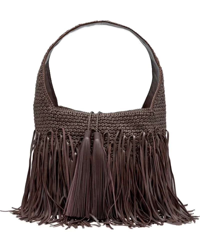 Lottusse Noodbag Schultertasche mit Fransen - Braun Braun